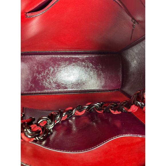 CHARLES & KEITH Tall Tote Bag Faux Large Leather RED - Picture 7 of 9